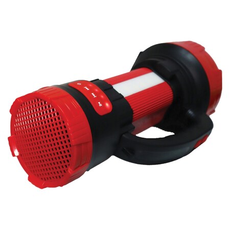 Rush Charge RC Flash Speaker Combo 6,000-Lumen Torch Searchlight, 6,600 mAh Power Bank, 7-Watt Bluetooth Speaker RC-FLS-G1-RED